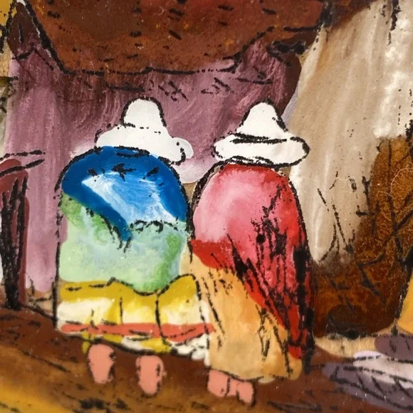 Vintage scene signed by c morit Peruvian folk art - Picture 7 of 7